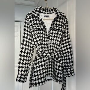 Ashish Button-Up/Tie Houndstooth Coat